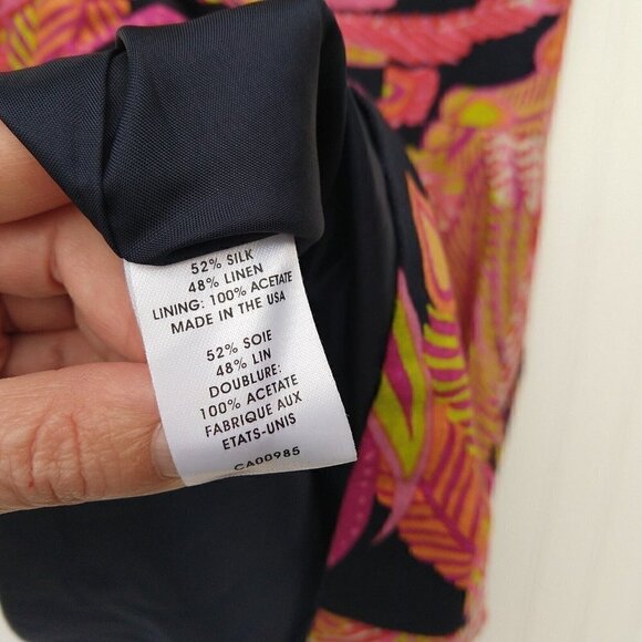Nanette Lepore Exotic Plume Mini Dress Size 6 Floral Silk Linen Blend Pockets - Picture 10 of 10